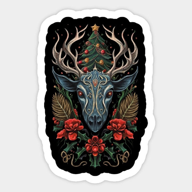 Dark Christmas Deer Sticker by Word and Saying